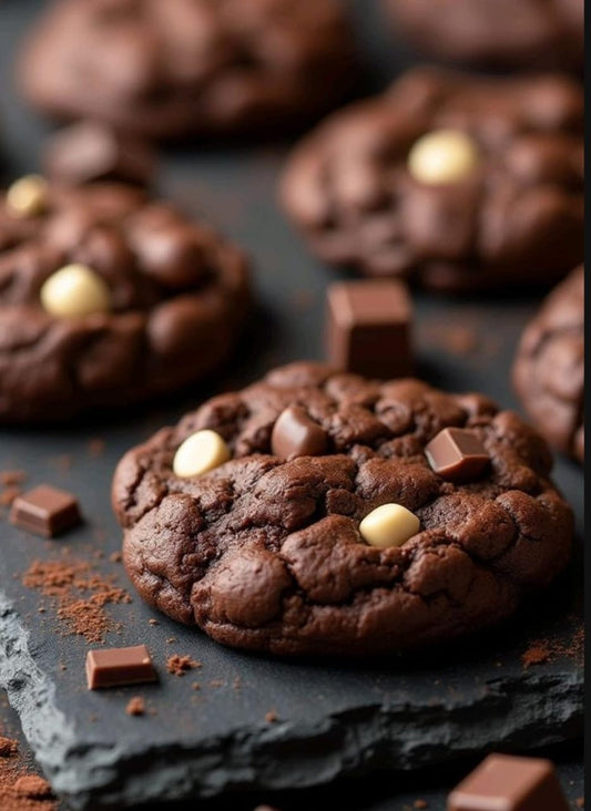 Fudgy Triple Chocolate Cookies