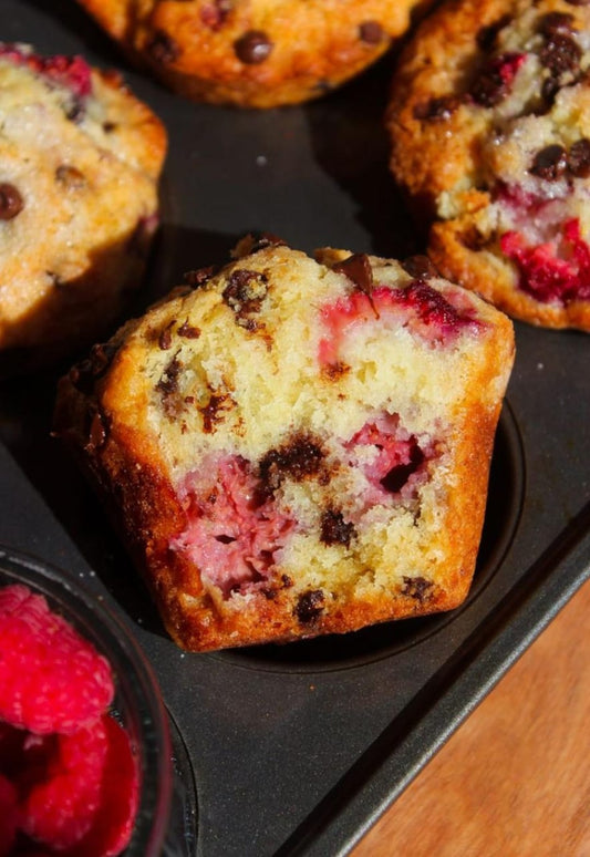 Raspberry Chocolate Drip Muffins