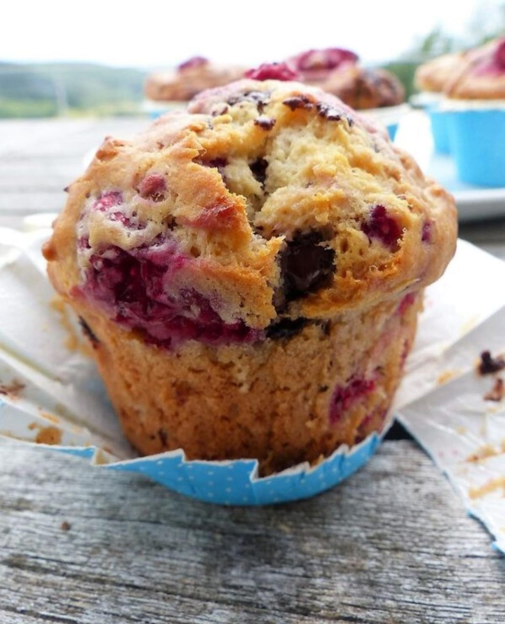Raspberry Chocolate Drip Muffins